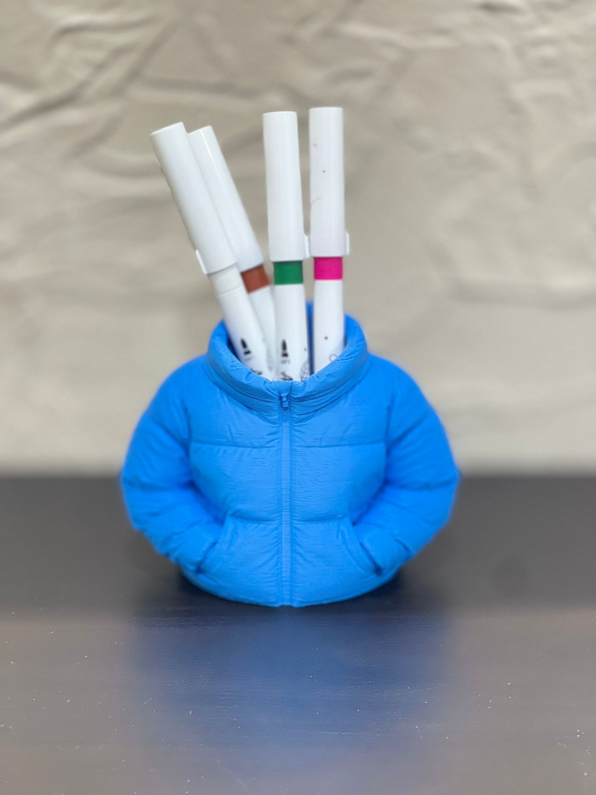 Jacket shaped pen holder